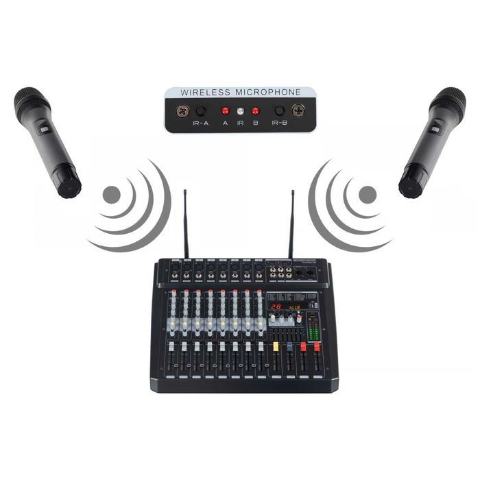 Set Mixer amplificat Powermixer 800 boxe pasive-00+600W+cabluri+stativ