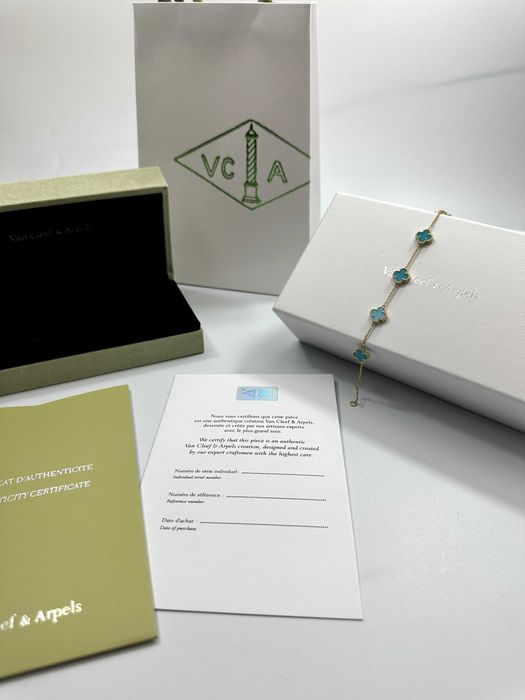 Bracelet MINI Van Cleef & Arpels 5 motifs Gold 750 Turquoise