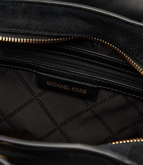 Оригинална велурена чанта MICHAEL Michael Kors LILLIE черна