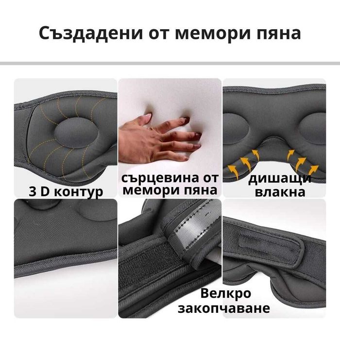 мека и комфортна маска за пътуване /безжични слушалки/ Bluetooth маска