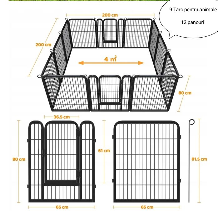 Țarc pliabil, gard decorativ(L-970cm),, 12 panouri