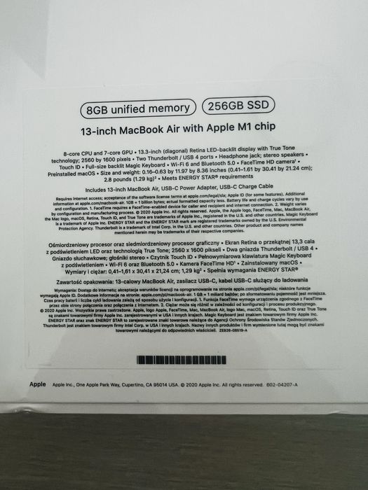 MacBook Air M1 13” 8GB RAM, 256GB SSD – Sigilat, Nou