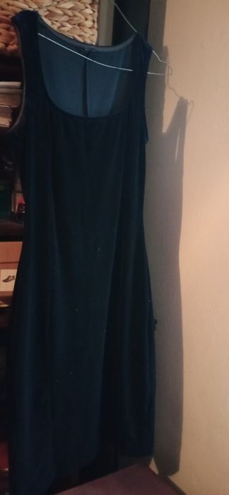 Rochie simpla de catifea bleumarin