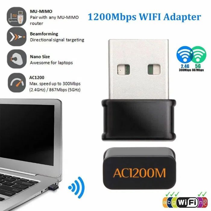 Conexiune super Wireless Dual Band 1200Mbps 802.11AC USB Wifi! Nou!
