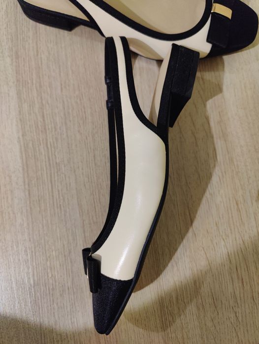 Елегантни дамски обувки черно и нюд 36 номер