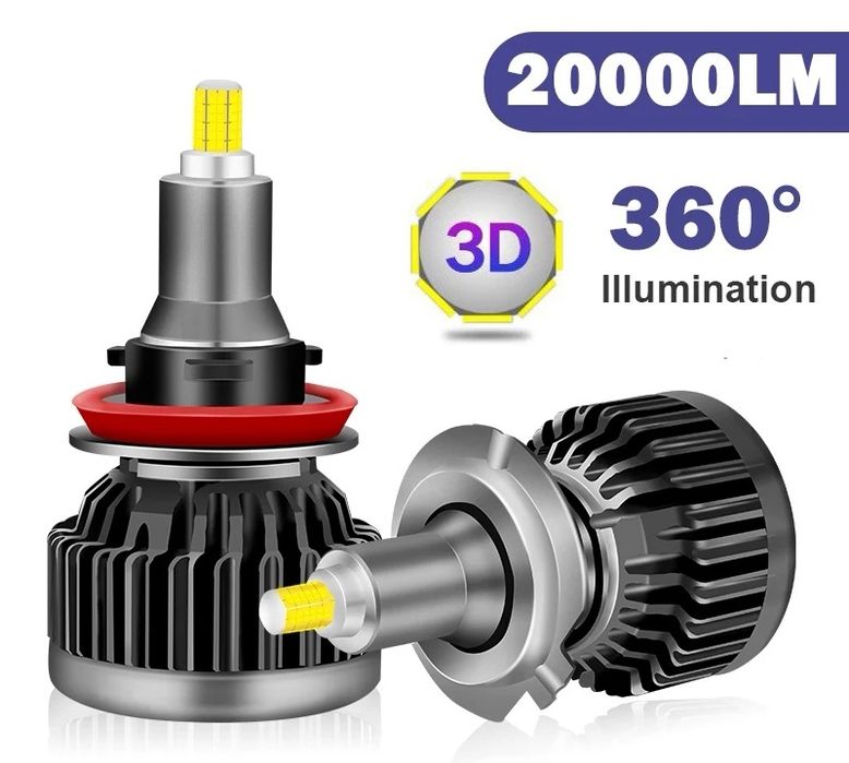 Set leduri H1 H7 H8 H9 H11 HB3 9005 HB4 CanBus 360° 20000LM 6000k 200w