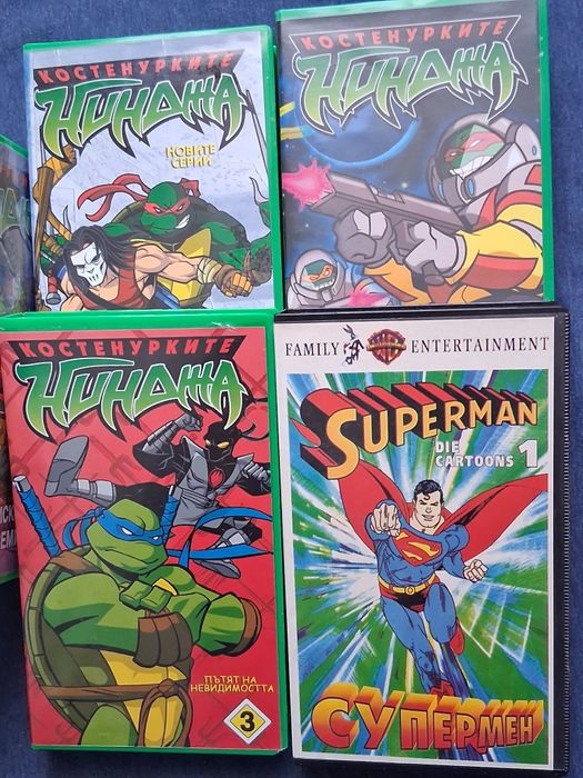 Колекция Видеокасети Супермен  VHS Костенурките Нинджа Миши Рокери от