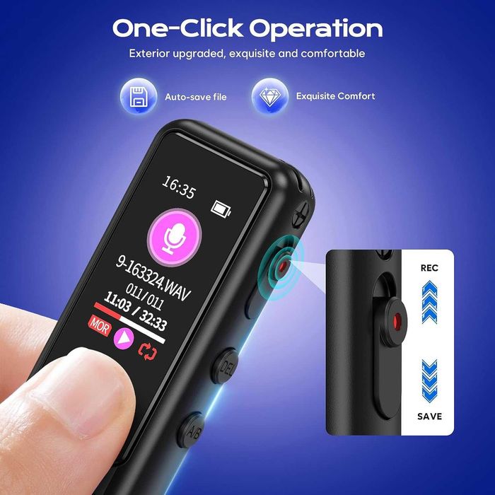 64GB диктофон с технология за намаляване на шума, с изкуствен интелект