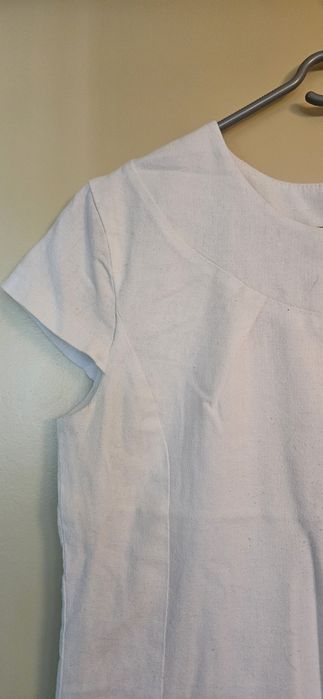 Бяла ленена рокля, S размер