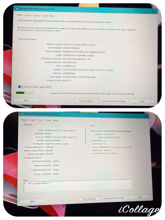Laptop Gaming  MSI  FHD I5-12450H 16GB 512GB RTX4060 8 GB NOU Garantie
