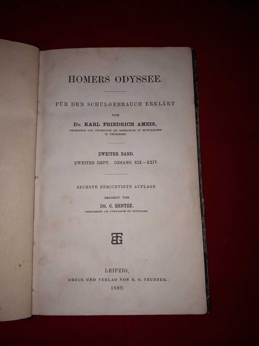 Carte veche "Homers Odyssee" , Karl Friedrich Ameis, tiparita 1880