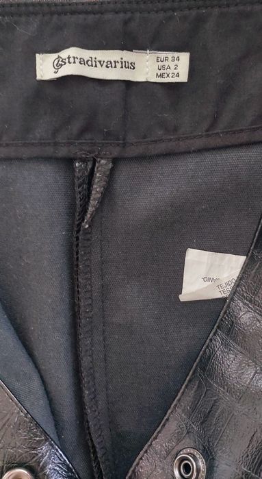 Дамска кожена черна пола Stradivarius