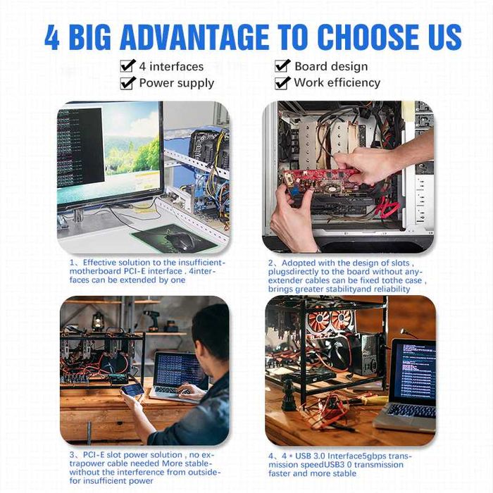 PCI-E to USB адаптер Разветвитель для майнинга PCI-e to 4 USB