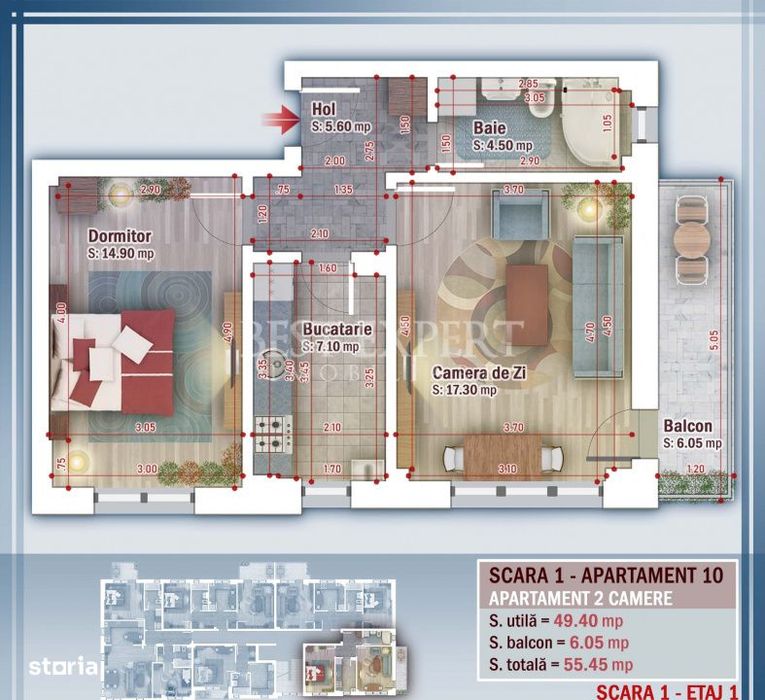 Apartament 2 Camere | Incalzire in Pardoseala | Baie cu Geam | Parcare