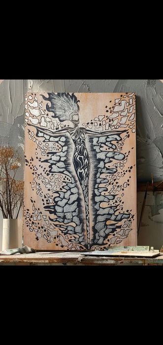 Pictura Acrilic pe Panza 70cm - E33 Fan Art Paintress