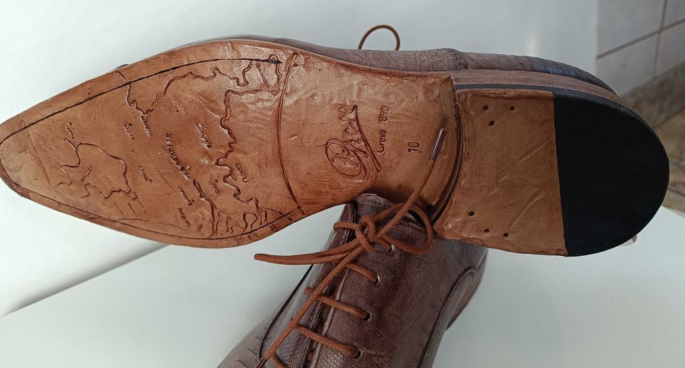 Pantofi de lux 433.5 44 44.5 Greve NOI lucrati manual piele embosata