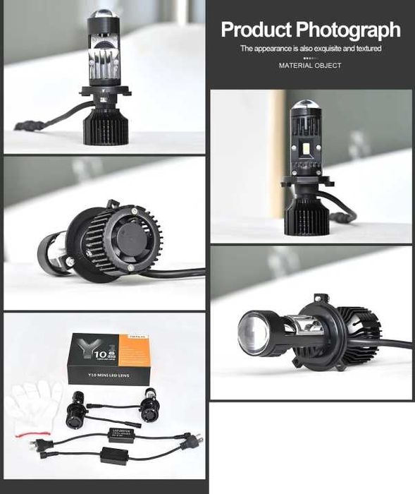 LED крушки H4 Y10 с лупа – 200W, 26400LM, 6000K, 360°, Canbus, 12V