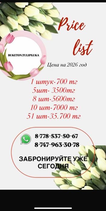 Тюльпаны хрустящие по 700 тг