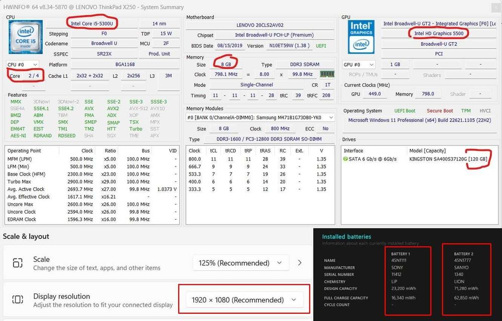 Laptop Lenovo X250 i5, ecran IPS, SIM 4G, tastatura iluminata