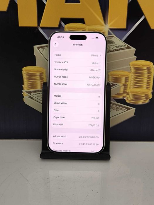 iPhone 17 256GB White 100% AGP Amanet 4120