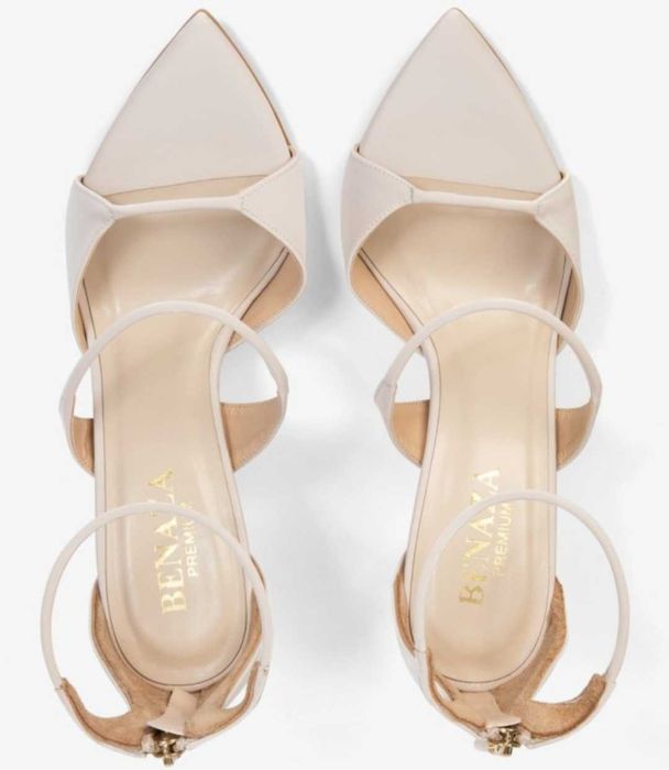 Sandale de satin cu barete si fermoar BENAZA.