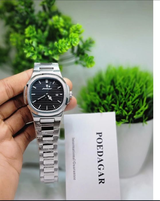 Ceas barbatesc Poedagar, otel inoxidabil, argintiu, cadran verde