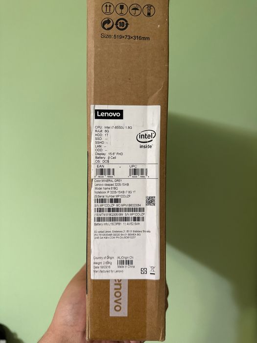 Лаптоп Lenovo IdeaPad 320S-15IKB / i7-8550U / 8GB RAM / 1TB HDD / Windows 11