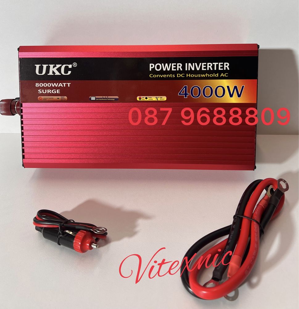 Инвертор 12V или 24V DC към 220V AC мощности от 1000W до 4000W гр ...