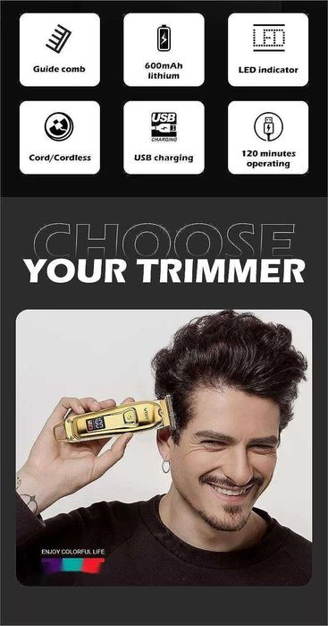 Maшинка за подстригване VGR 965, Дисплей, 4 Приставки