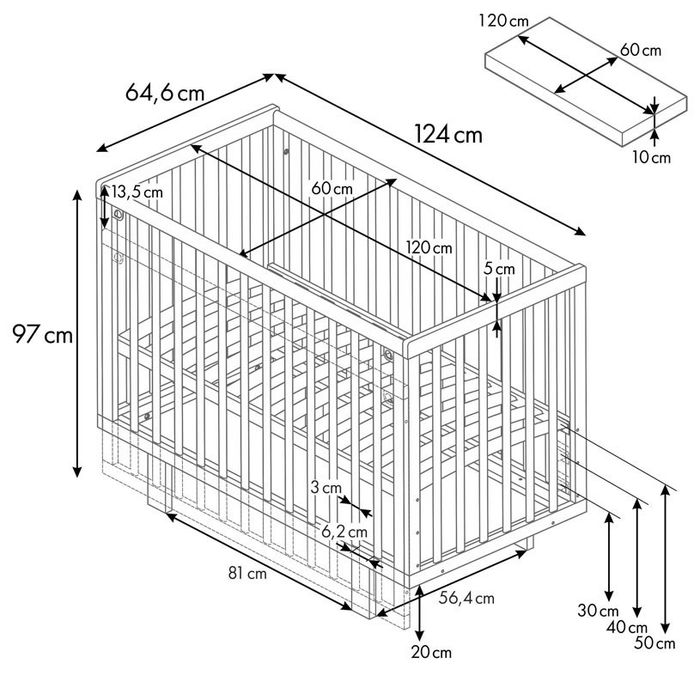 Детская кроватка Polini Kids Simple 341