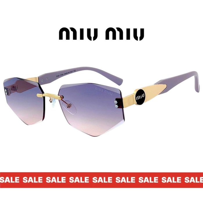 Miu Miu 2026 дамски слънчеви очила –ромбоидни фасетирани стъкла UV400