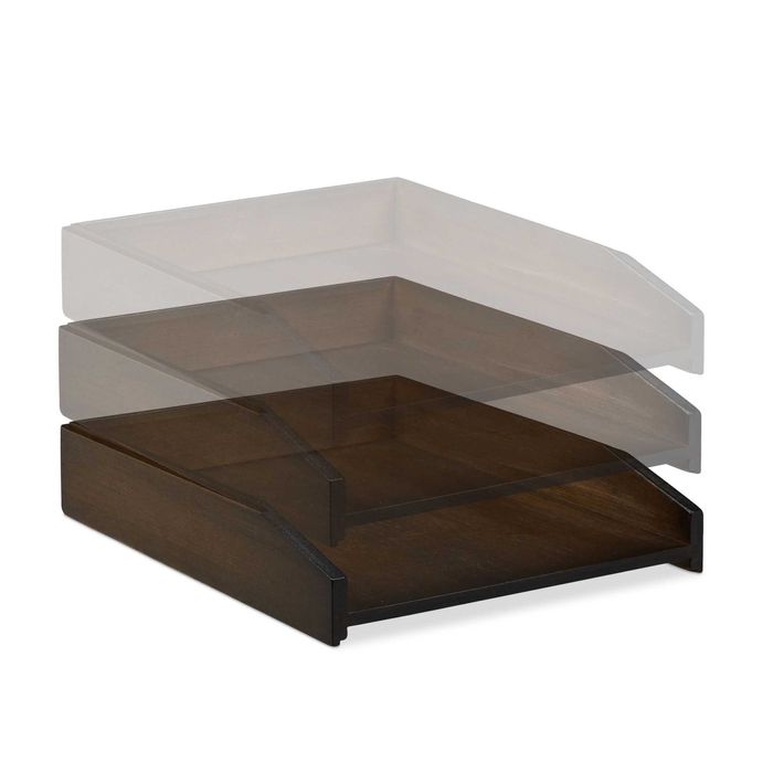 Tava pentru documente suprapozabila, bambus, A4 vertical, 6x25x33 cm