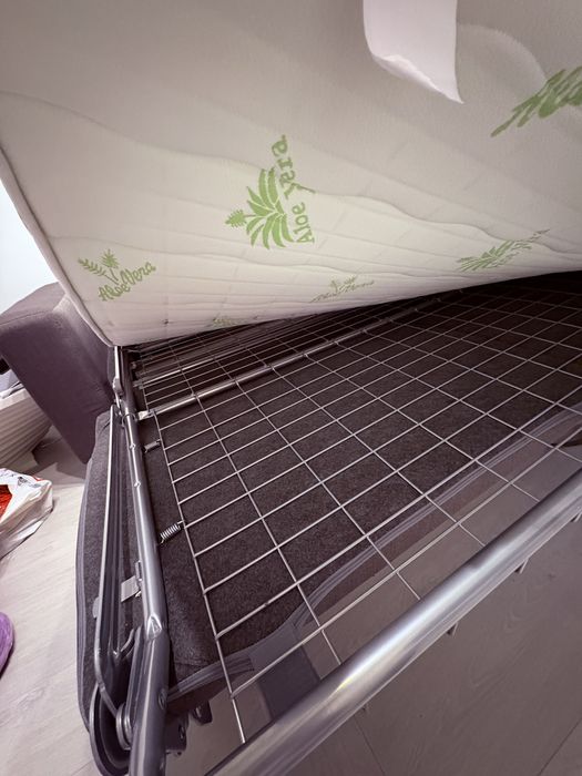 Canapea Extensibilă, textil, gri închis,