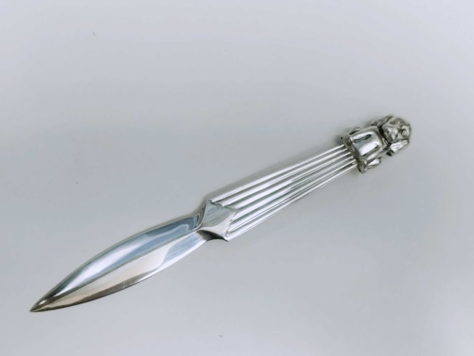 Vechi coup papier argint 925, Deschizător scrisori cu figurina catel