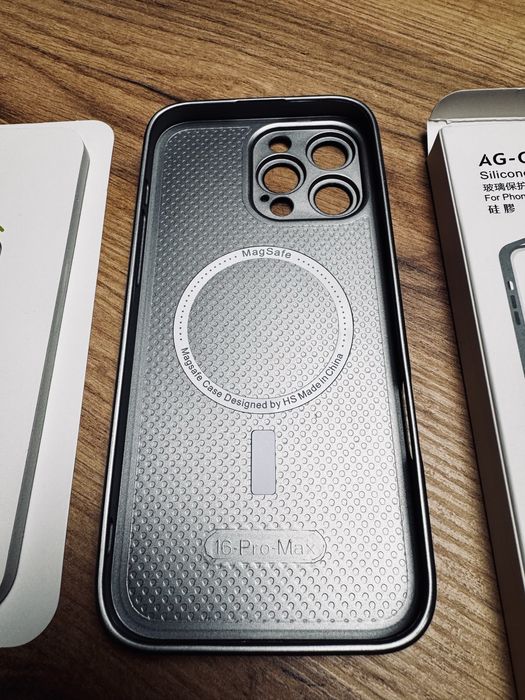 Husă nouă din silicon și sticlă pentru Iphone 16 Pro Max Titanium Grey