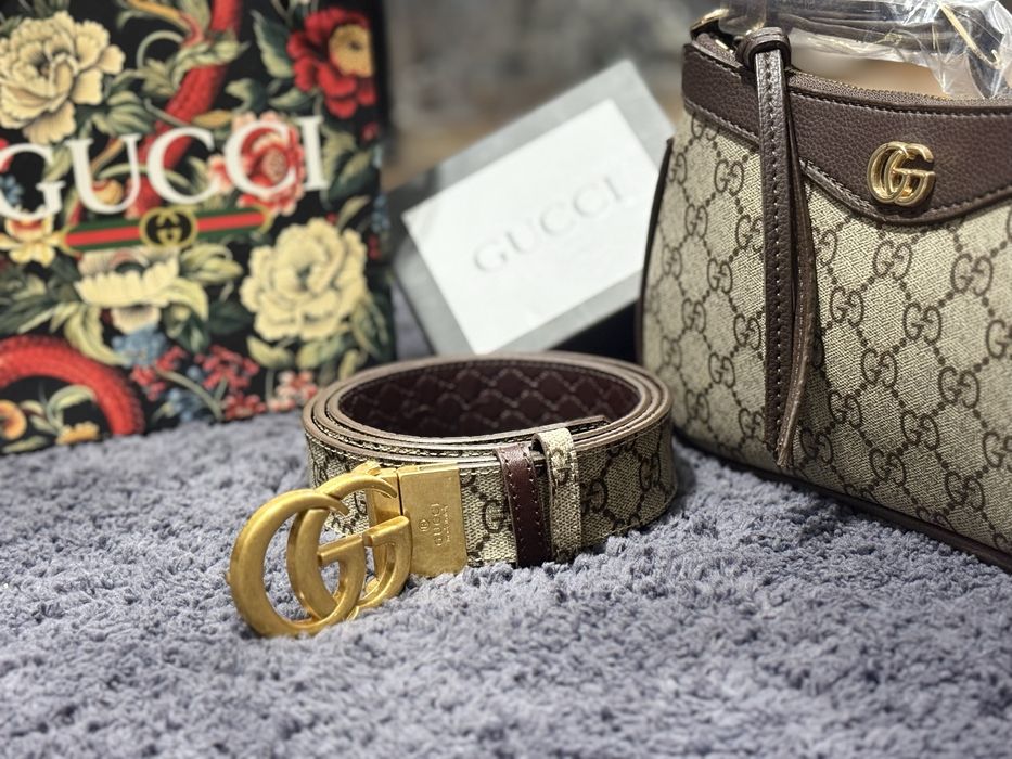 Дамски колан GUCCI, двулицев, естествена кожа, ПРОМОЦИЯ