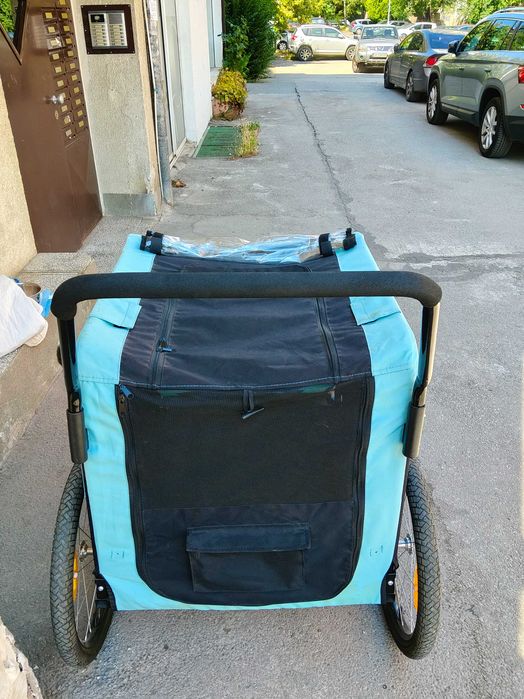 Количка за куче Ремарке за велосипед, PawHut, стоманено, синьо