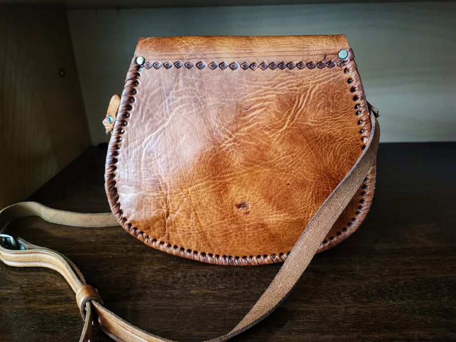 Дамска мароканска чанта от естествена телешка кожа