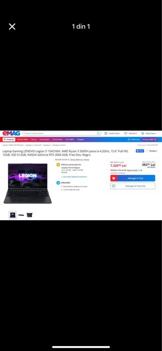 Laptop Gaming lenivo legion 5 15ACH6H AMD