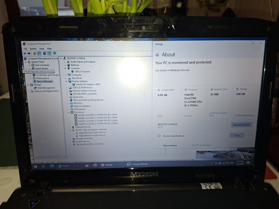 Medion E6226 cu Intel i3, 6 gb ram, Windows 10,bun muzică, filme