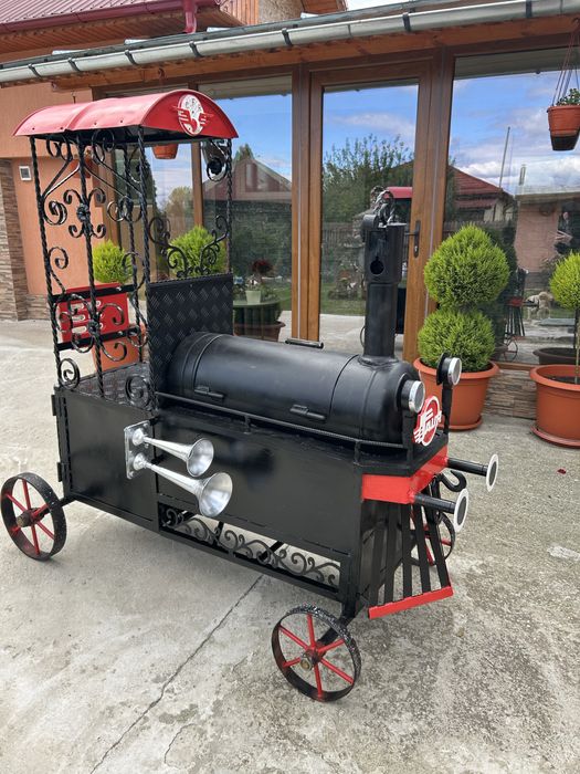 Gratar Locomotiva metalic-Perfect pentru gradina si petreceri!