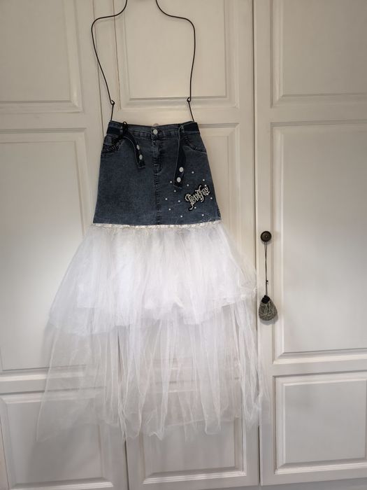 Fusta jeans,elastică, pt festivaluri/concerte, mărimea L,