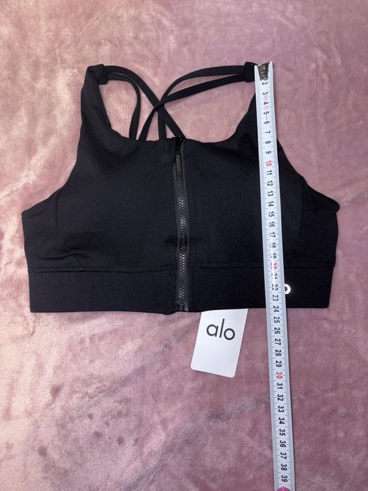Bustiera S negru neagră Alo Yoga etichetă fermoar sport sală nou noua