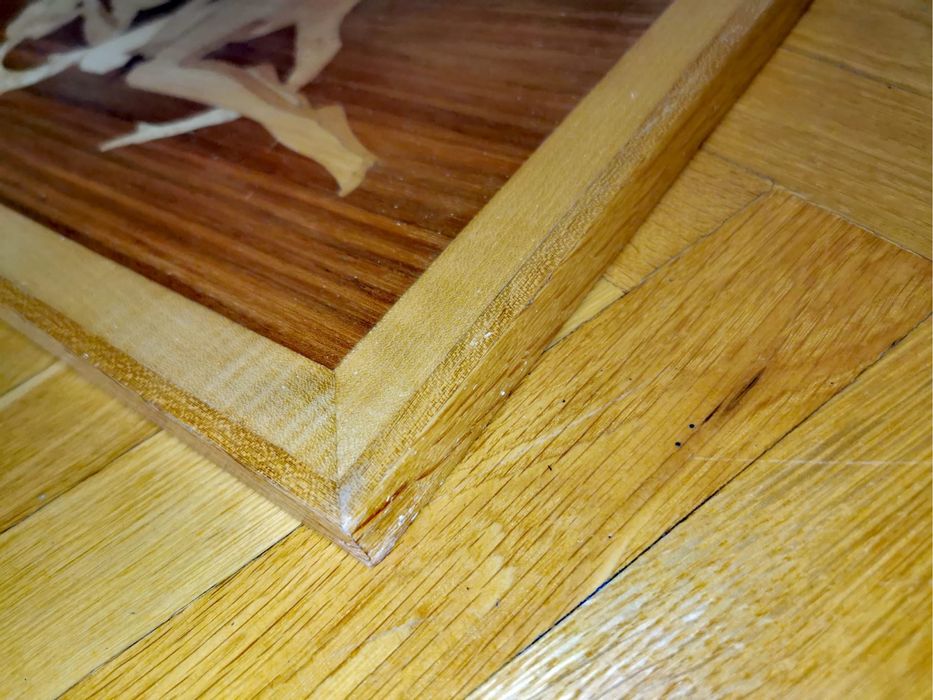 Антикварна дървена картина изработена с техниката интарзия -гола жена