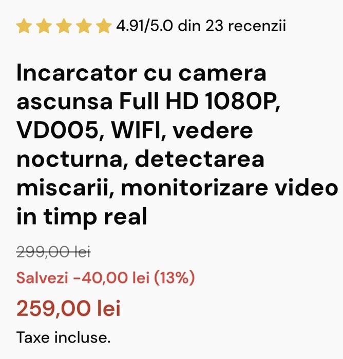 Incarcator cu camera ascunsa