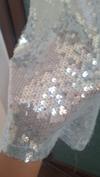 Pantaloni lungi cu paiete argintii  Noi (fără etichetă), mărime universala
