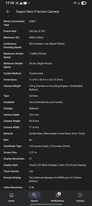 Go pro 11 negru  calitate