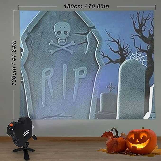 Холограмен проектор YGBrand за Хелоуин, коледна украса,12 филма