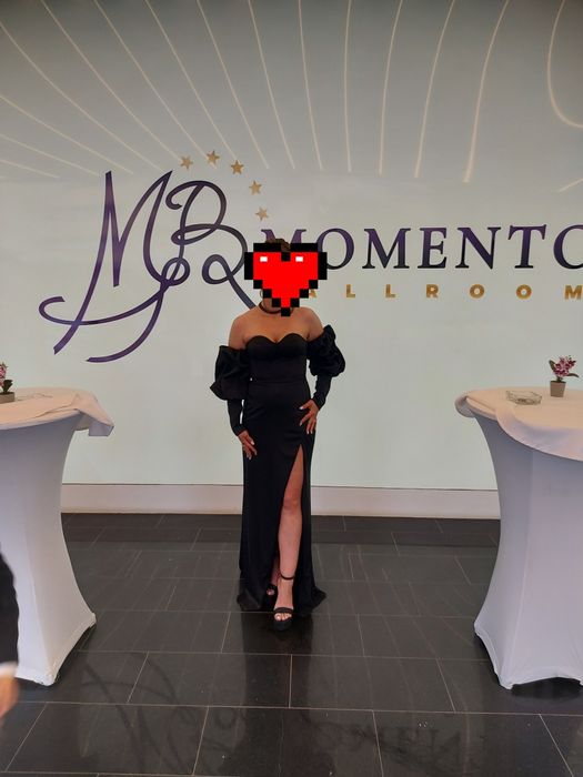 Rochie de seara neagra maneci detașabile marca Hellen Fashion