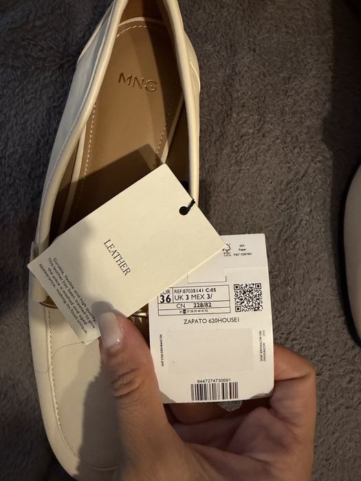 Мокасини Mango естествена кожа